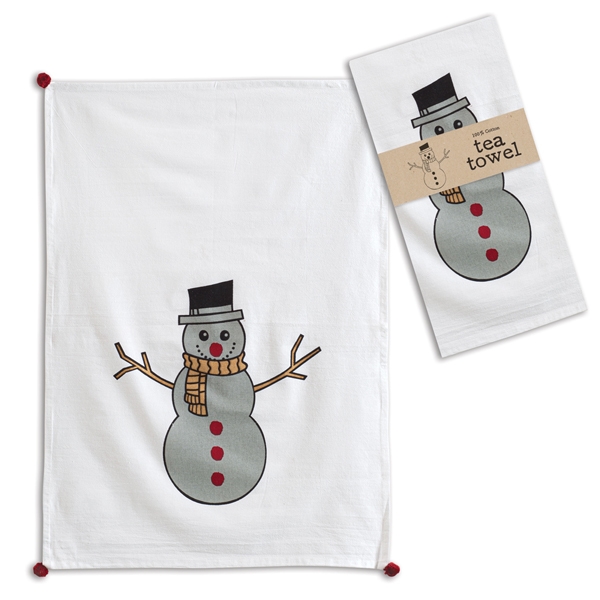 CTW Home Collection Smiling Snowman Design Tea Towels (Box of 4)