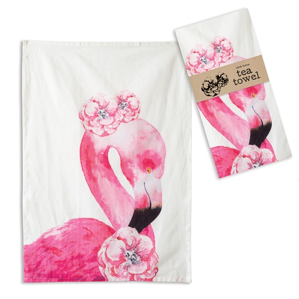 CTW Home Collection Watercolor Flamingo Print Tea Towels (Box of 4)