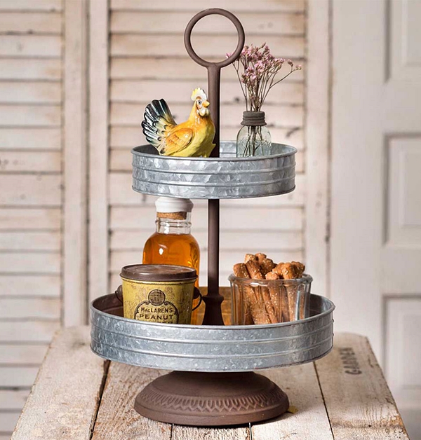 CTW Home Collection Two-Tier Galvanized-Metal 'Annabeth' Tray