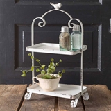 CTW Home Collection Antiqued-White-Metal Two-Tier Songird Caddy