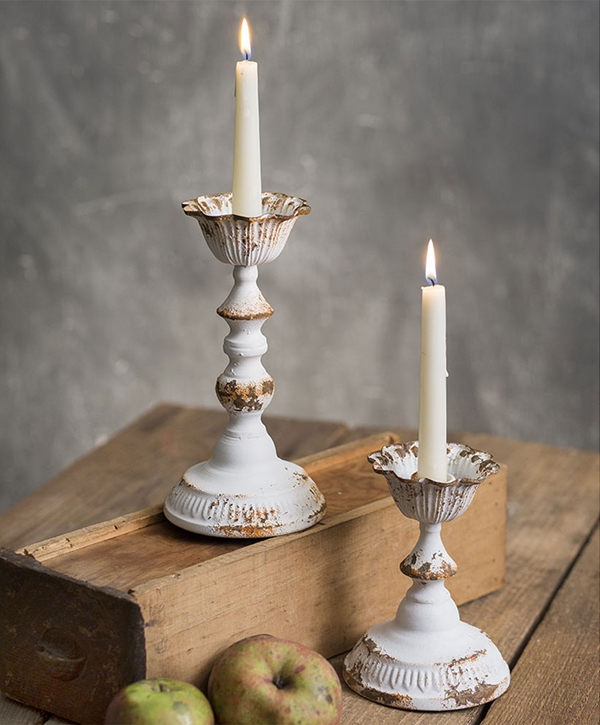 CTW Home Collection Two Antiqued-Metal Dapheny Tapered Candle Holders