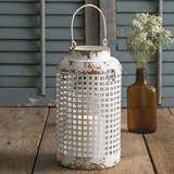 CTW Home Collection Antiqued White-Painted Metal Cupertino Lantern