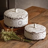 CTW Home Collection Vintage-Lace-Look Tin Trinket Boxes (Set of 2)