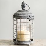 CTW Home Collection Antiqued-Metal Rounded Cage Lantern