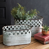 CTW Home Collection Set of Two 'Clarabelle' Perforated Metal Tins