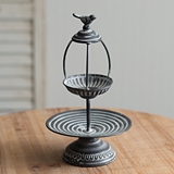 CTW Home Collection Larkspur-Topped Two-Tier Antiqued-Black-Metal Tray