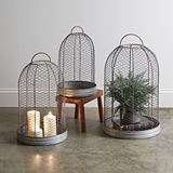 CTW Home Collection Set of Three Wire Mesh Cloches with Metal Bases