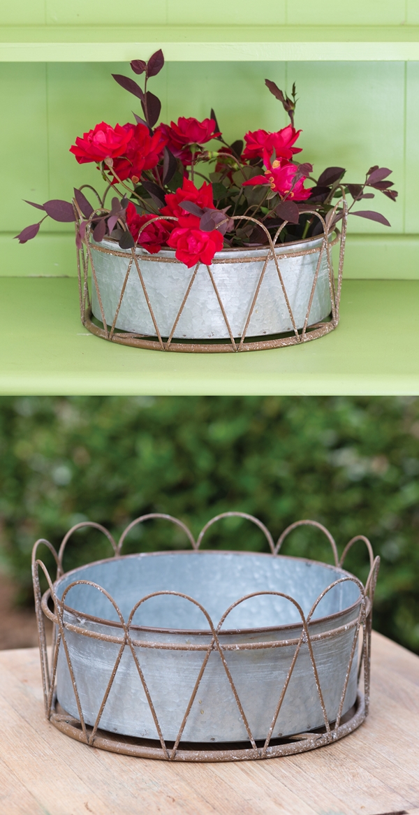 CTW Home Collection Piper Wire-Framed Metal Planter with Removable Bin