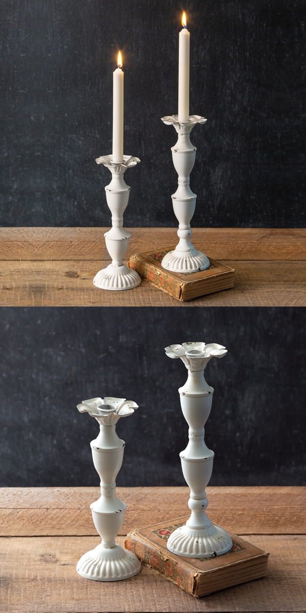 CTW Home Collection Two 'Delilah' Antiqued-Metal Candlesticks