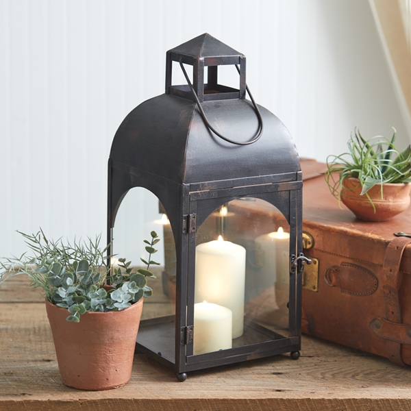 CTW Home Collection Large 'Earnshaw' Rusted Black Finish Metal Lantern