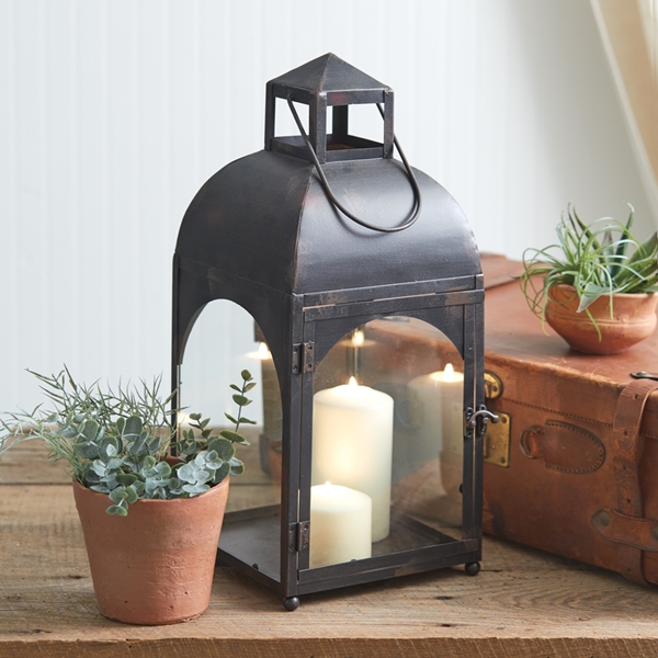 CTW Home Collection Large 'Earnshaw' Rustic Black Finish Metal Lantern
