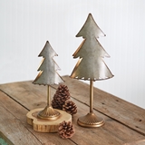 CTW Home Collection Set of Two Galvanized-Metal Tree Tealight Holders