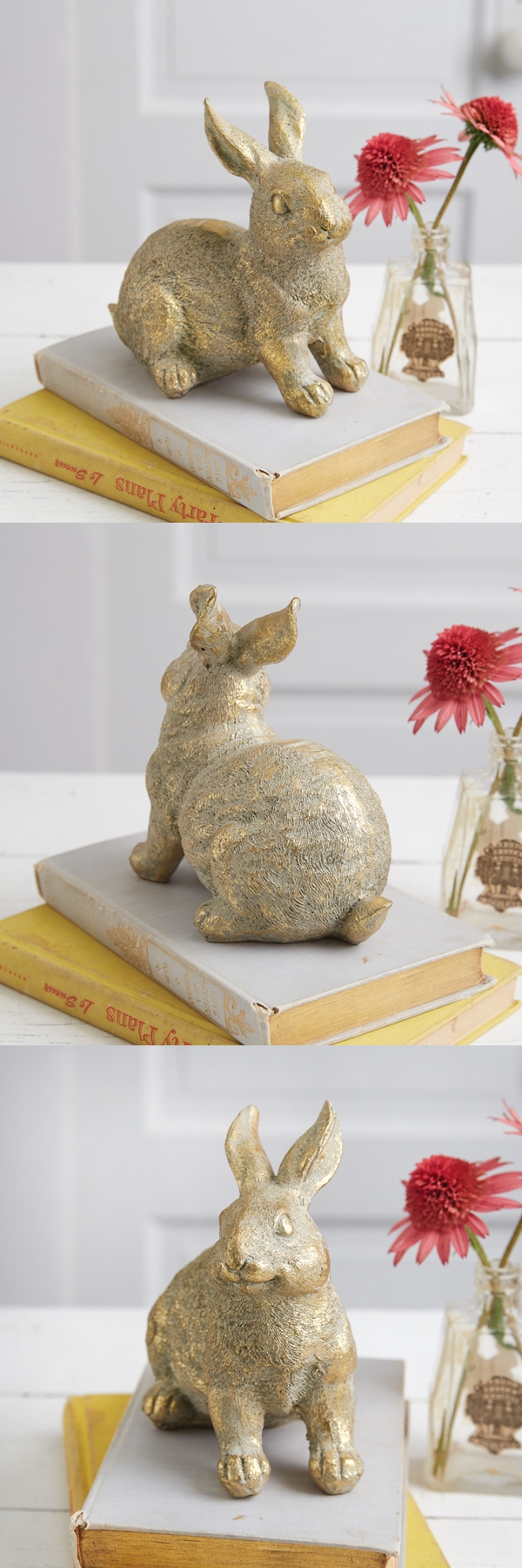 CTW Home Collection Glistening Gold-Finish Rabbit Statue Made of Resin