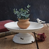 CTW Home Collection White-Enameled-Metal Large 'Ariella' Pedestal Dish