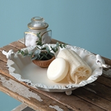 CTW Home Collection White-Enameled-Metal Scalloped-Edge Ariella Trinket Dish