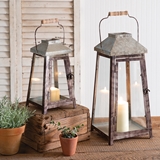 CTW Home Collection Set of Two Wood-Handled Metal 'Edison' Lanterns
