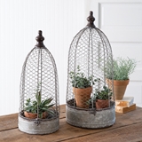 CTW Home Collection Set of Two Farmhouse Chicken-Wire Cloches