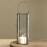 CTW Home Collection Thin Hayworth Metal and Glass Panels Lantern