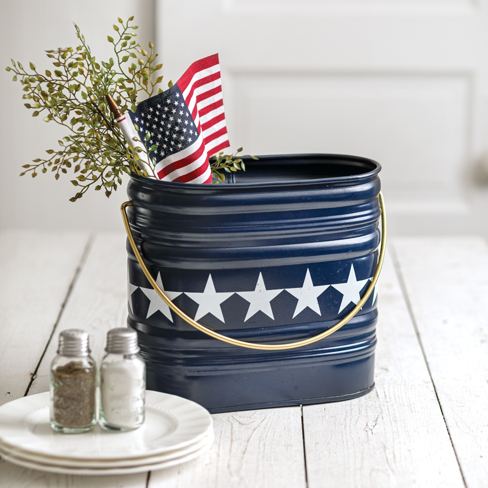 CTW Home Collection Navy Blue 'Brighton' Bucket with Stars Motif