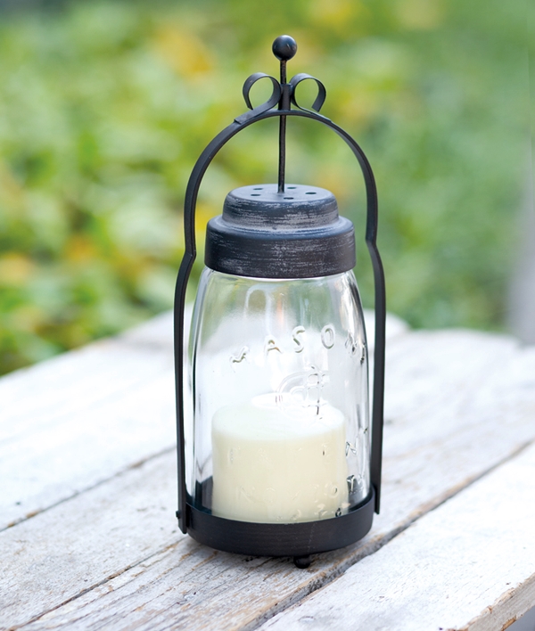 CTW Home Collection Quart Mason Jar Butler Lantern with Black Hardware