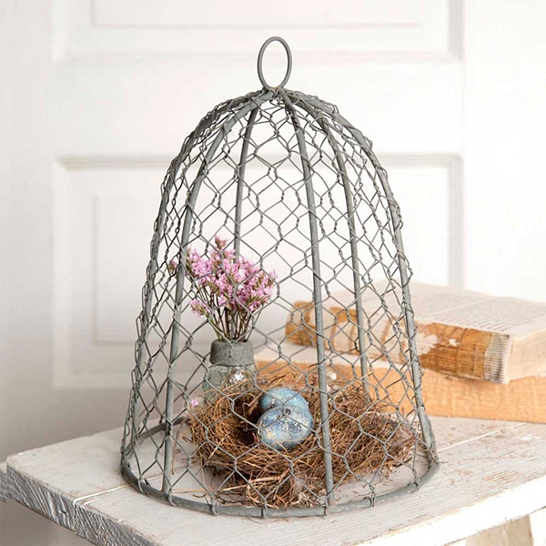 CTW Home Collection Galvanized-Metal-Framed Chicken-Wire Cloche