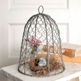 CTW Home Collection Galvanized-Metal-Framed Chicken-Wire Cloche