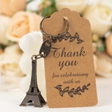 Bronze-Plastic Key Chains with Eiffel Tower Charms and Thank You Tags (Set of 10)