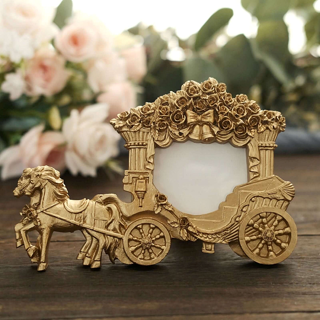 European-Style Horse Carriage Design Gold-Resin Picture Frames (Set of 4)