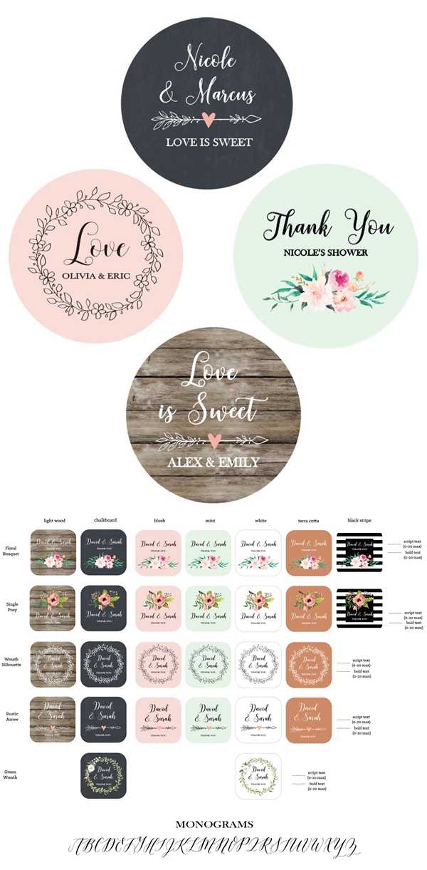 Event Blossom Personalized Floral Garden Round Labels