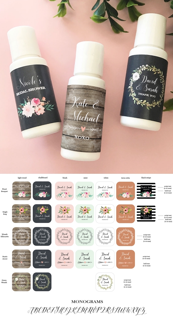 Event Blossom Personalized Floral Garden Sunscreen Bottles