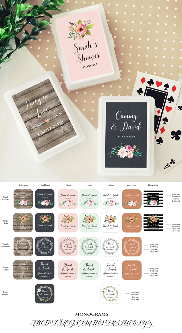 Deck of Playing Cards w/ Custom Floral Garden Designs Sticker for Case