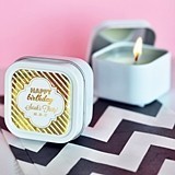 Personalized Metallic Foil Birthday Square Candle Tins
