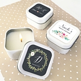 Event Blossom Personalized Floral Garden Square Candle Tins