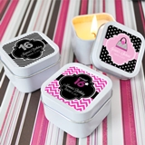 Event Blossom Cute Quinceañera/Sweet 16 Square Candle Tins