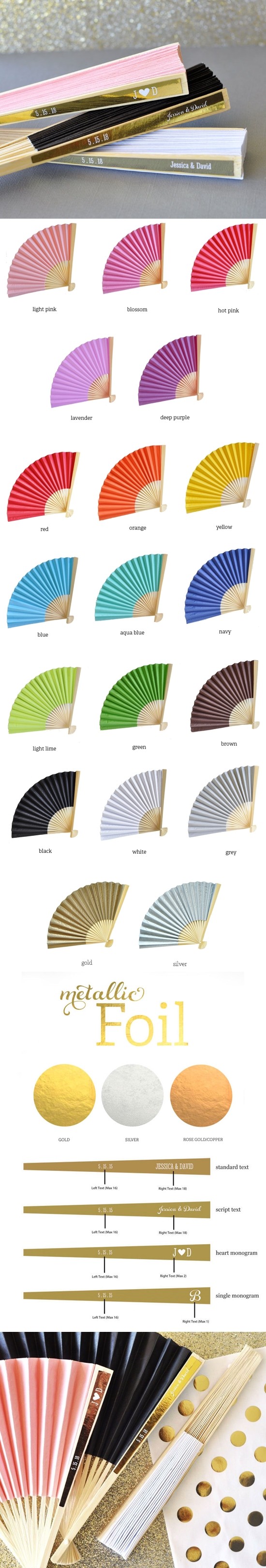 Personalized Paper Fans with Metallic Foil Labels