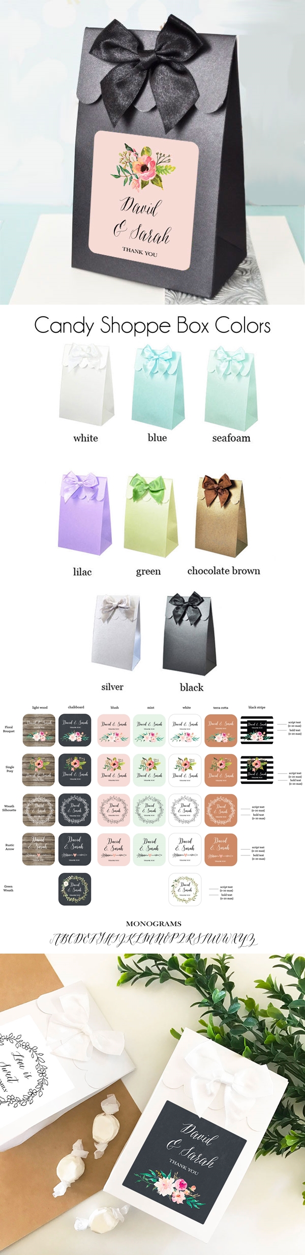Personalized Goody Bags with Floral Garden Designs (Set of 12)