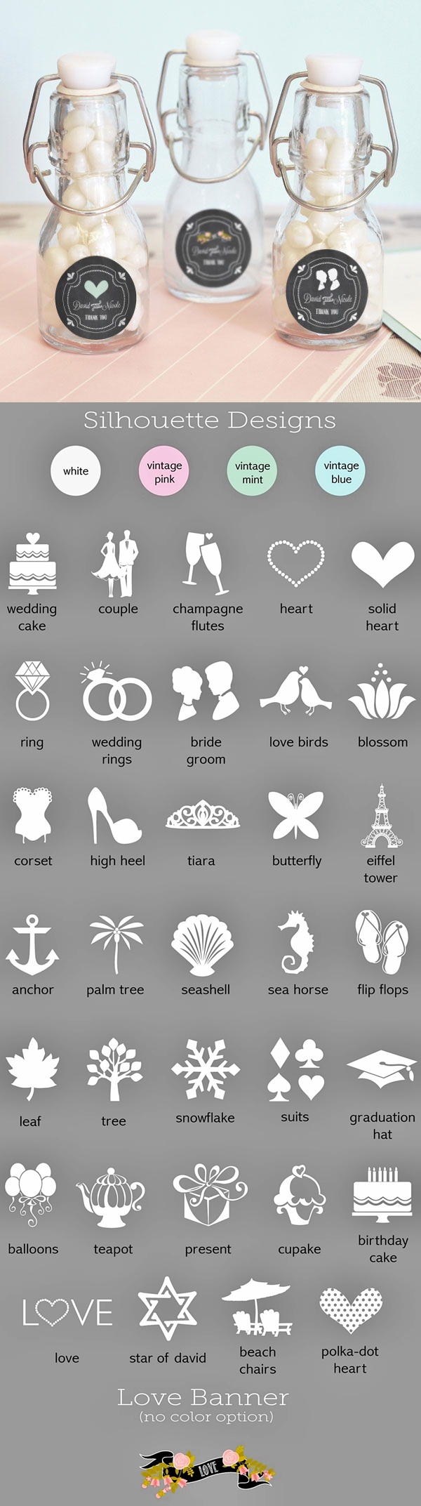 Chalkboard Wedding Personalized Mini Glass SwingTop Bottles Personalized Gifts and Party Favors