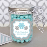 Personalized Winter Wonderland Snowlakes Motif Mini Mason Jars