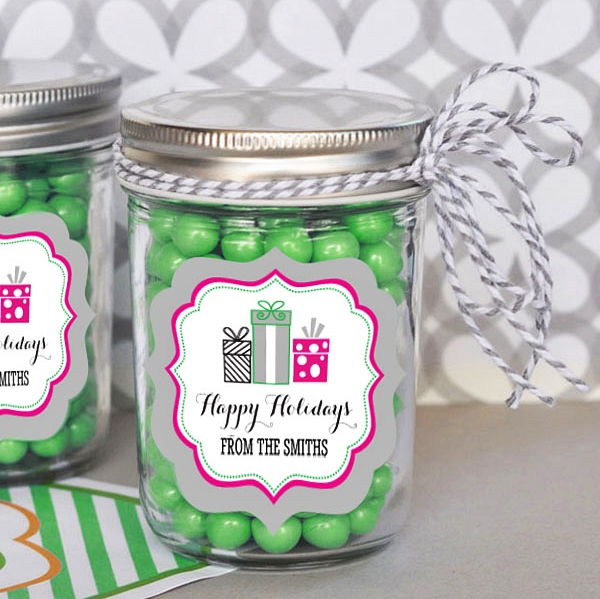 Event Blossom Personalized Holiday Party Miniature Mason Jars