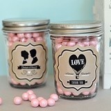 Personalized Miniature Mason Jars Featuring Shabby Chic Design Labels