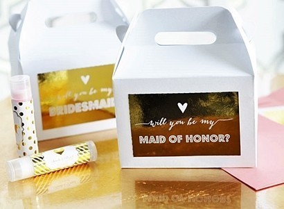 Metallic Foil Bridesmaid & Maid of Honor Question Boxes (Set of 8)
