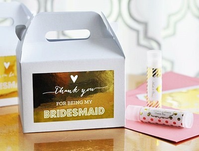 Metallic Foil Bridesmaid & Maid of Honor Thank You Boxes (Set of 8)