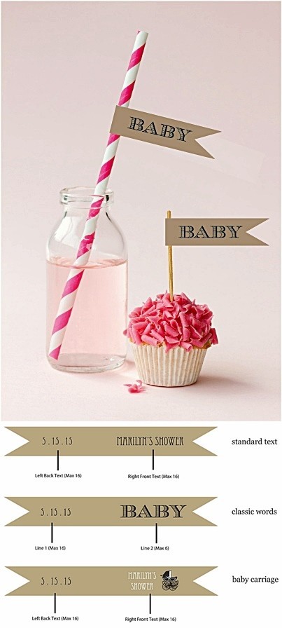 Vintage Personalized Flag Labels For Baby Shower