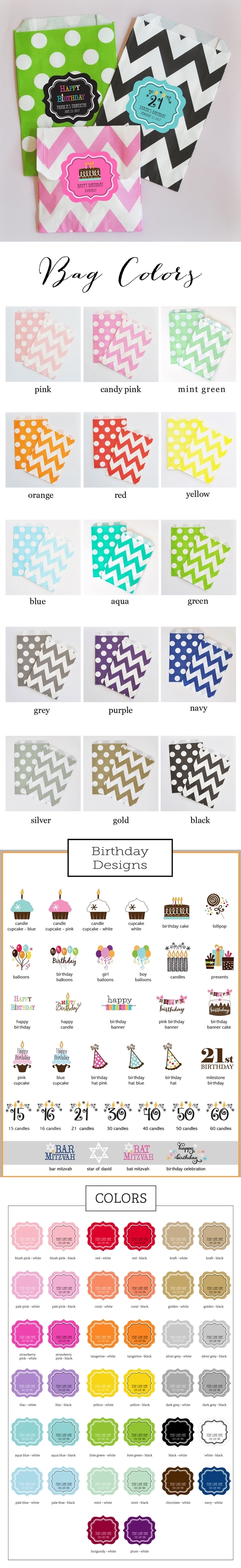 Choose Your Theme Personalized Chevron & Dots Goodie Bags (Set of 12)