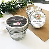 Personalized Small 4 ounce Mason Jars with Floral Garden Designs