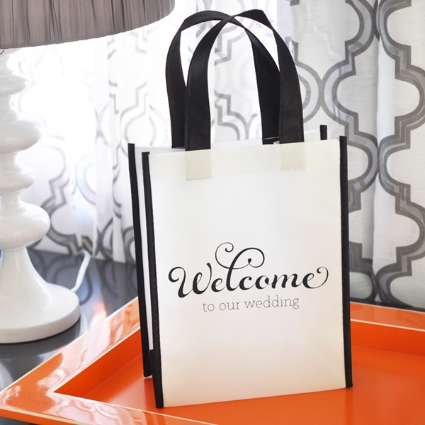 Event Blossom Black & White Wedding Welcome Tote Bag