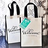 Black & White Wedding Welcome Tote Bag with Personalized Tag