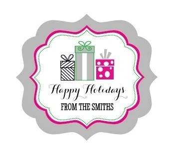 Happy Holidays Personalized Frame-Shaped Labels