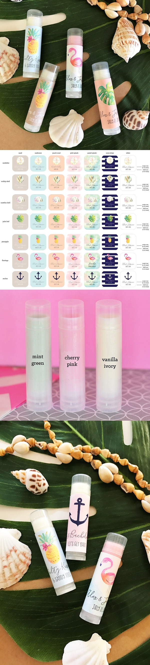 Event Blossom Personalized Tropical Beach Designs Lip Balm Tubes