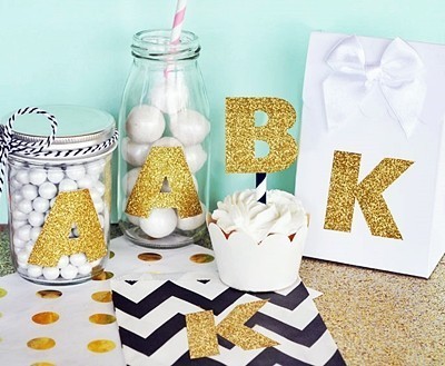 Gold Glitter Monogram Letter Stickers Set Of 24 Personalized